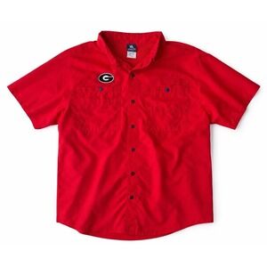 Knights Apparel Univ Of Georgia Logo Embroidered Bulldogs Button Up Shirt Large